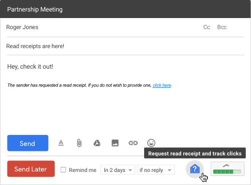 Gmail read receipt