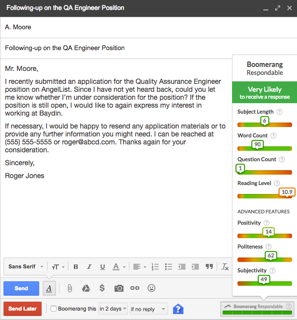 Follow Up With Job Applications After No Response Boomerang For Gmail
