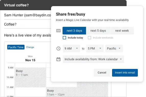 Quickly Share Free/Busy